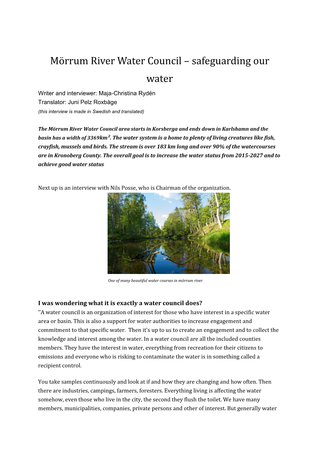 Mörrum River Water Council – Safeguarding Our Water