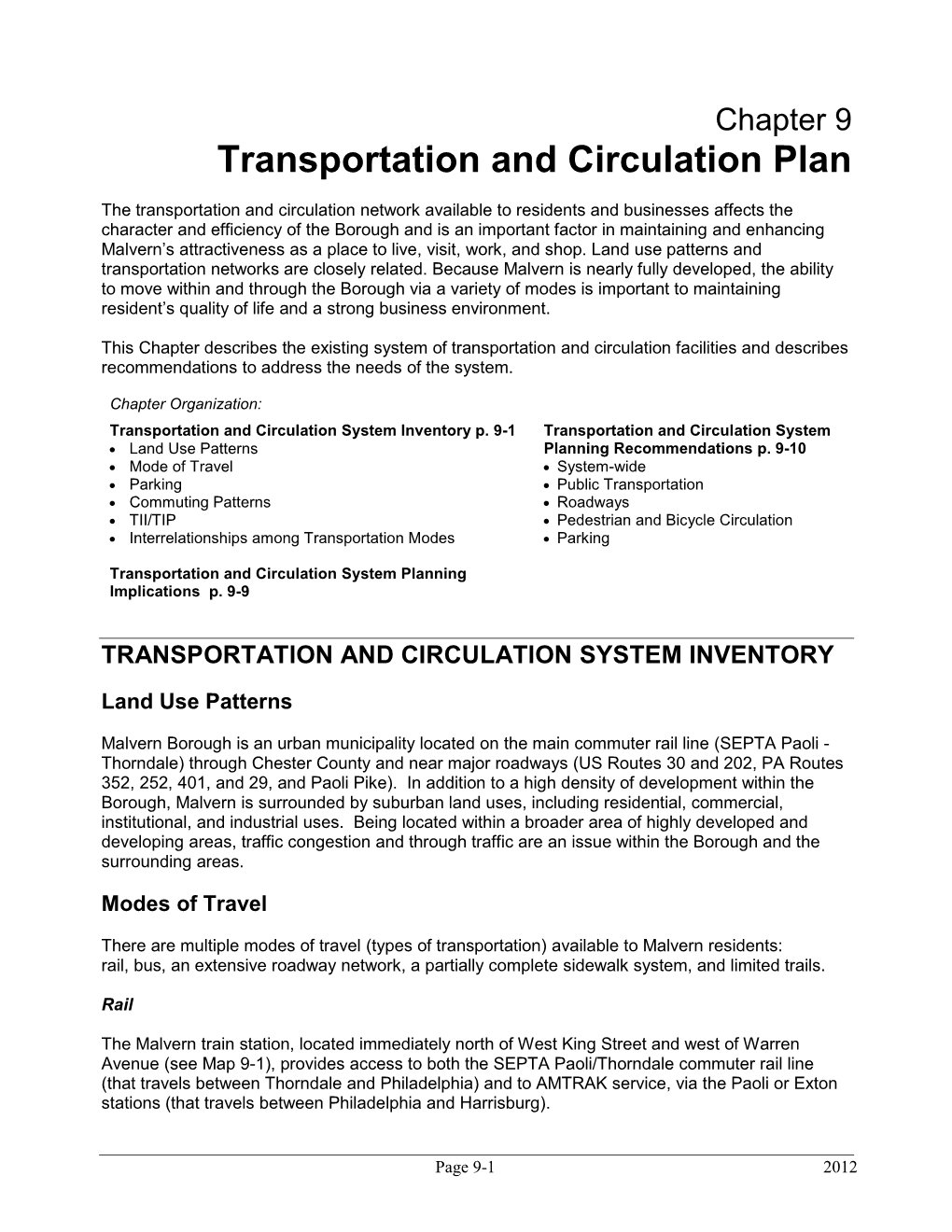 Ch. 9 – Transportation Plan