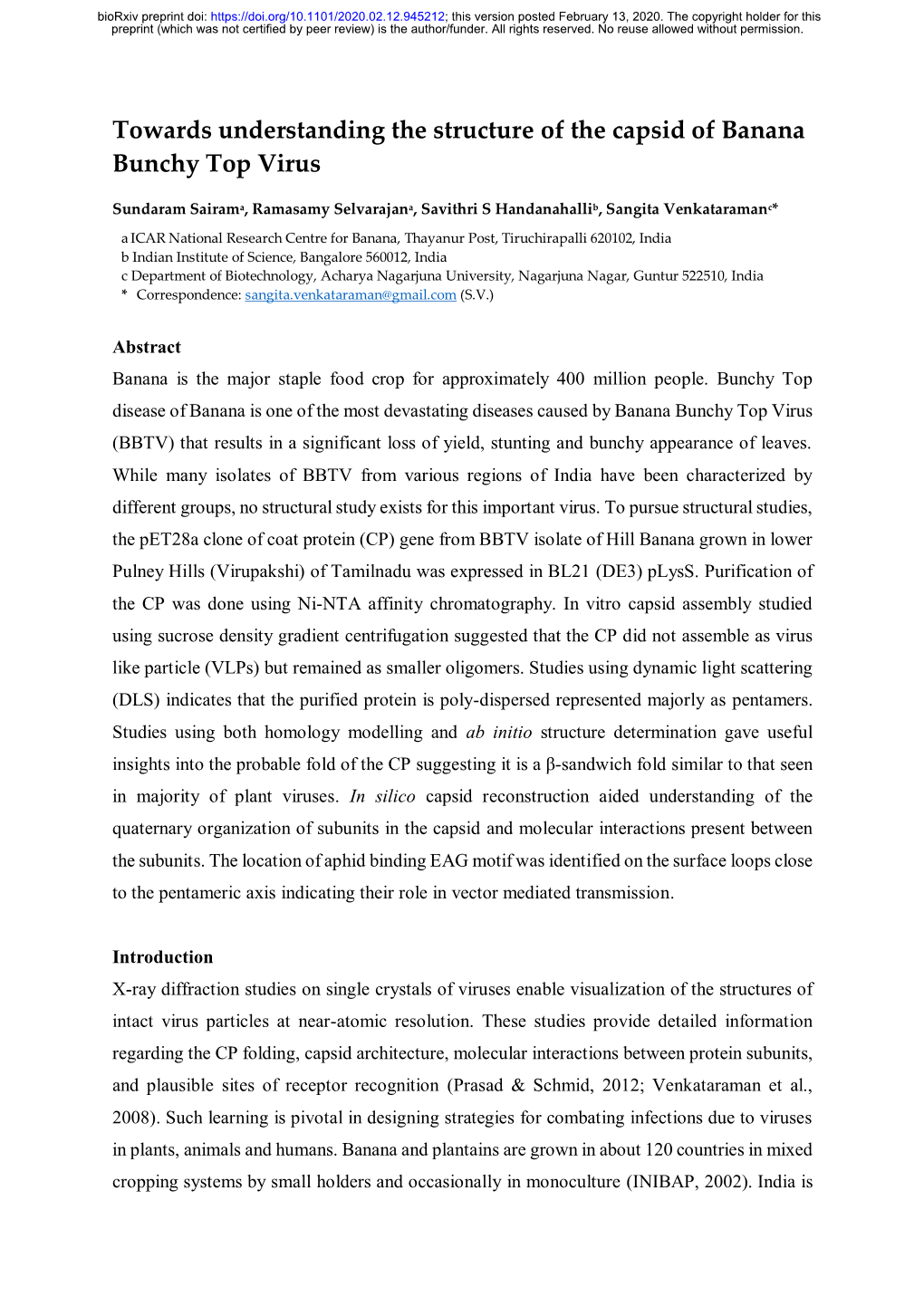 Towards Understanding the Structure of the Capsid of Banana Bunchy Top Virus