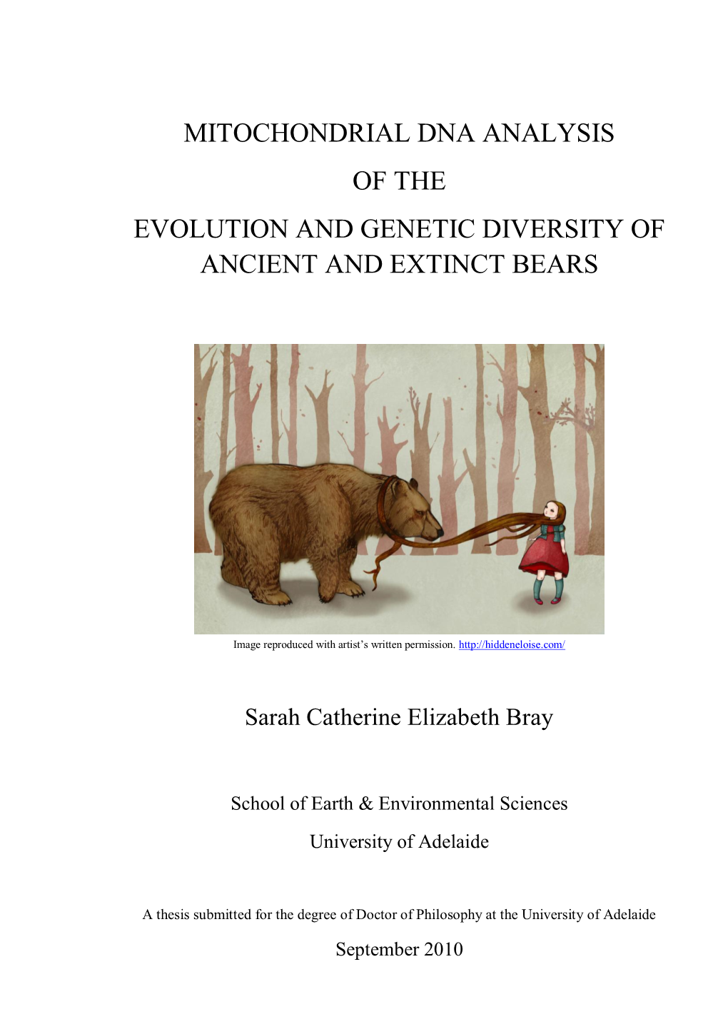 Mitochondrial Dna Analysis of the Evolution and Genetic Diversity of Ancient and Extinct Bears