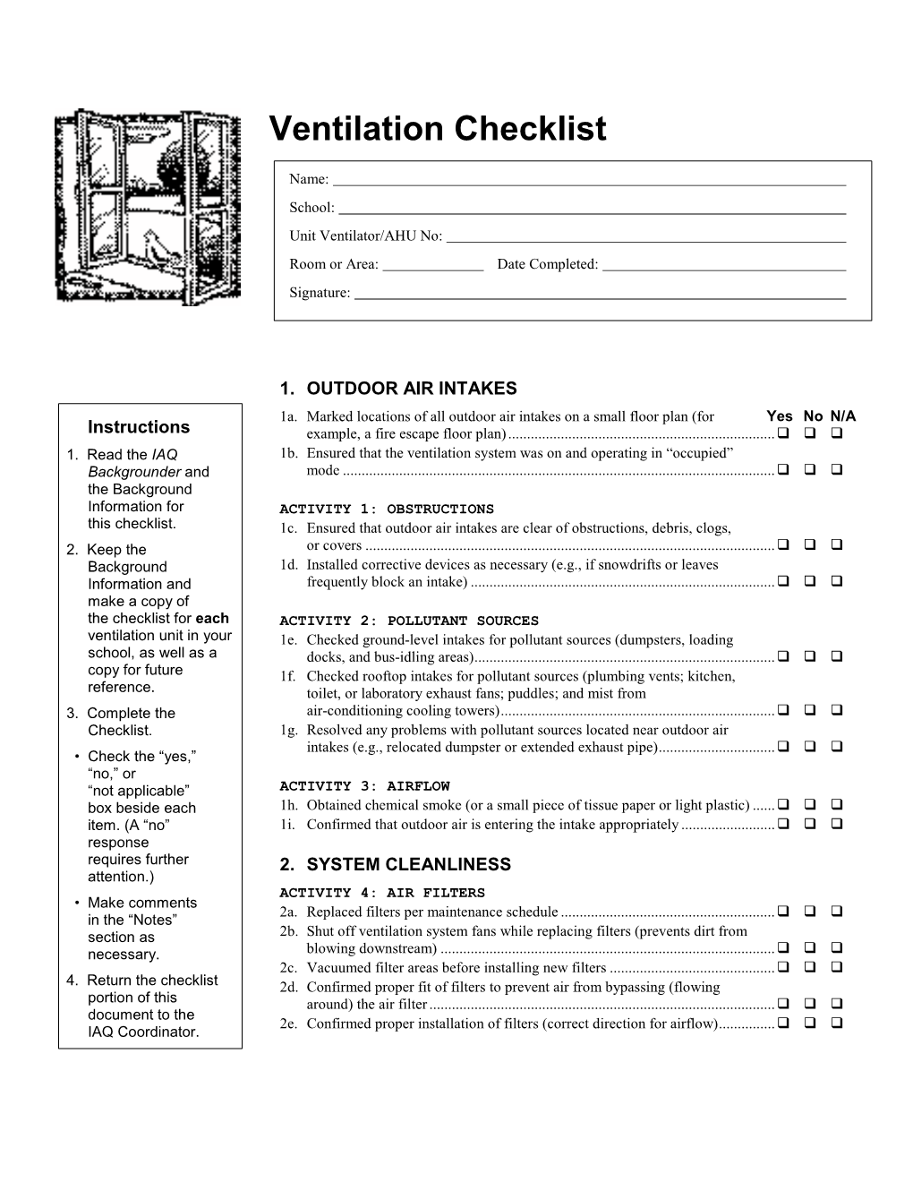 Ventilation Checklist