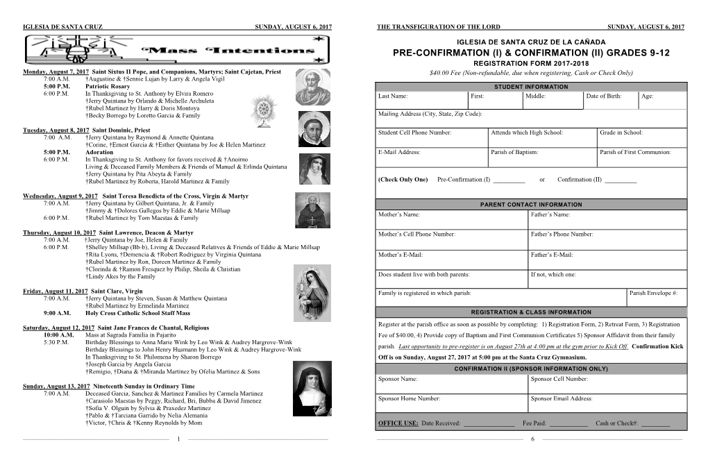 (I) & Confirmation (Ii) Grades 9-12