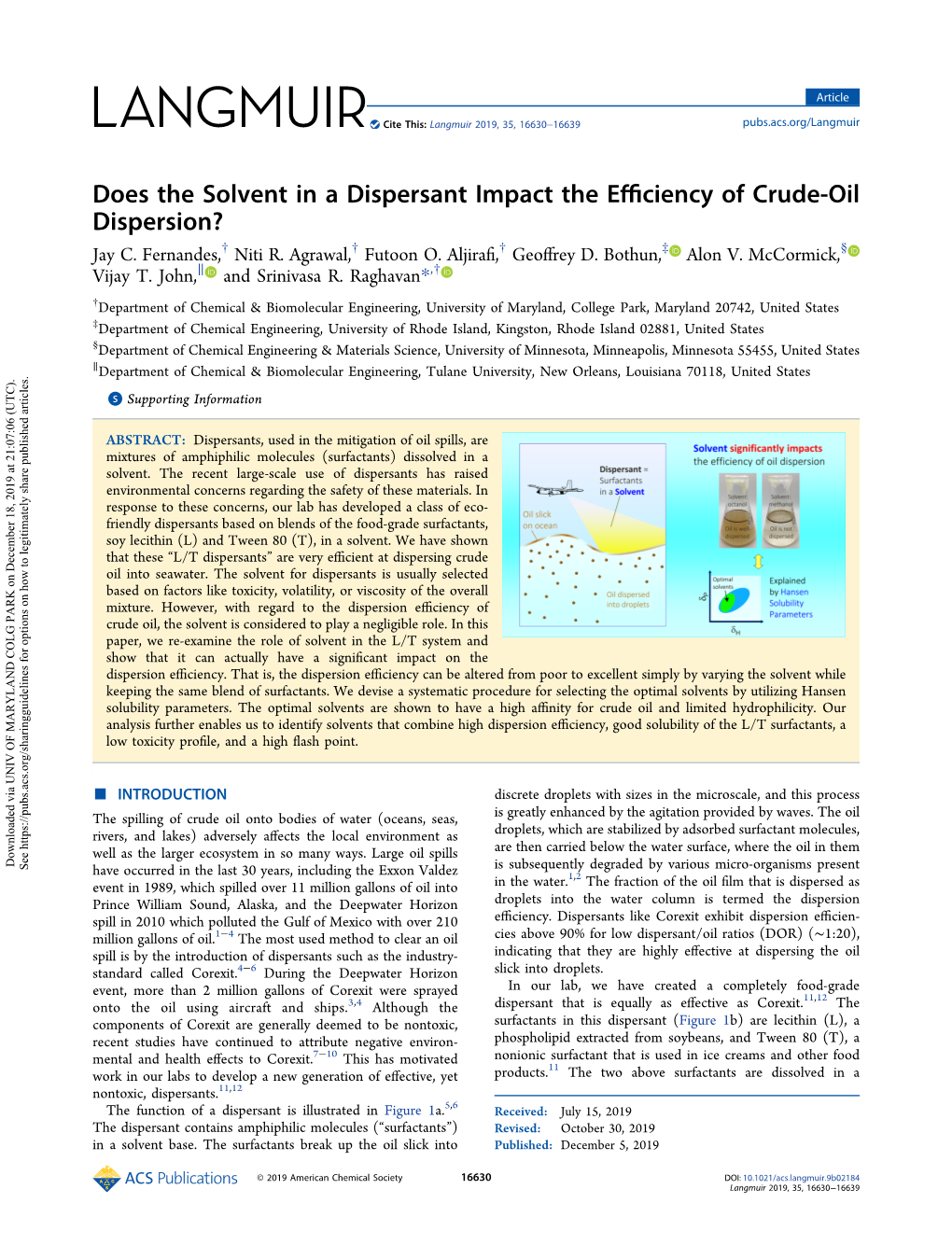Does the Solvent in a Dispersant Impact the Efficiency of Crude-Oil Dispersion?