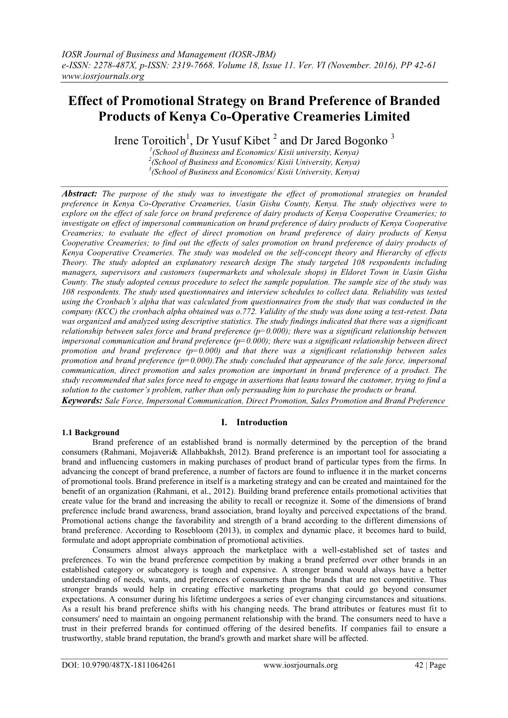 Effect of Promotional Strategy on Brand Preference of Branded Products of Kenya Co-Operative Creameries Limited