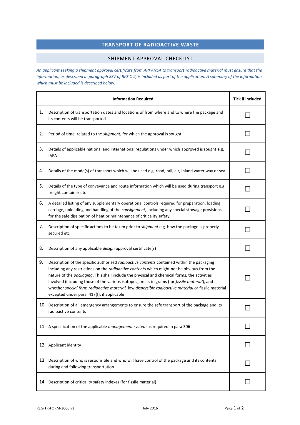 Shipment Approval Checklist