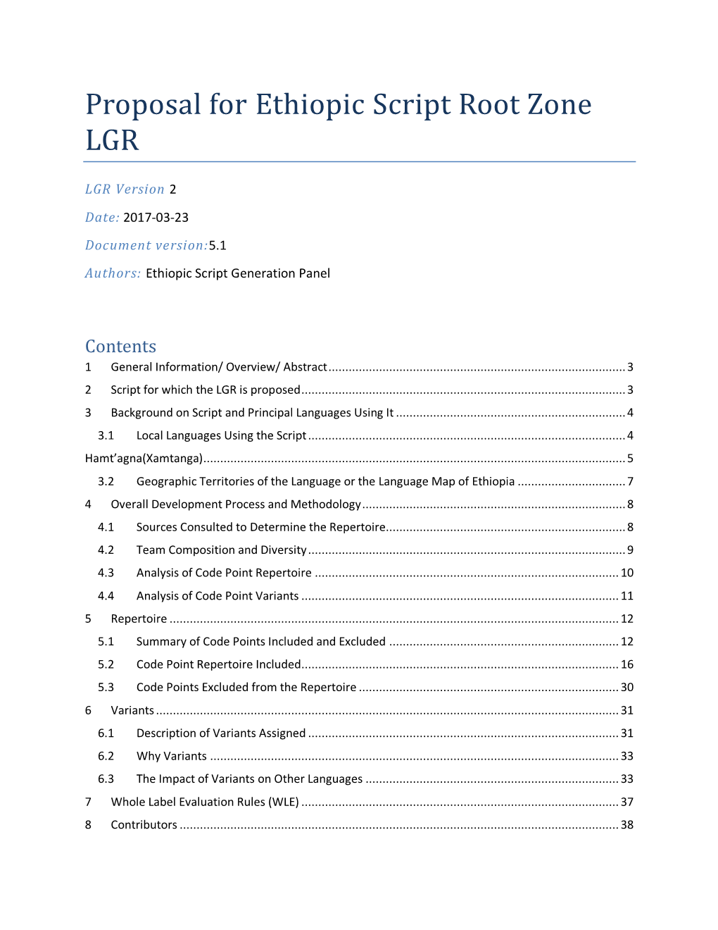 Proposal for Ethiopic Script Root Zone LGR