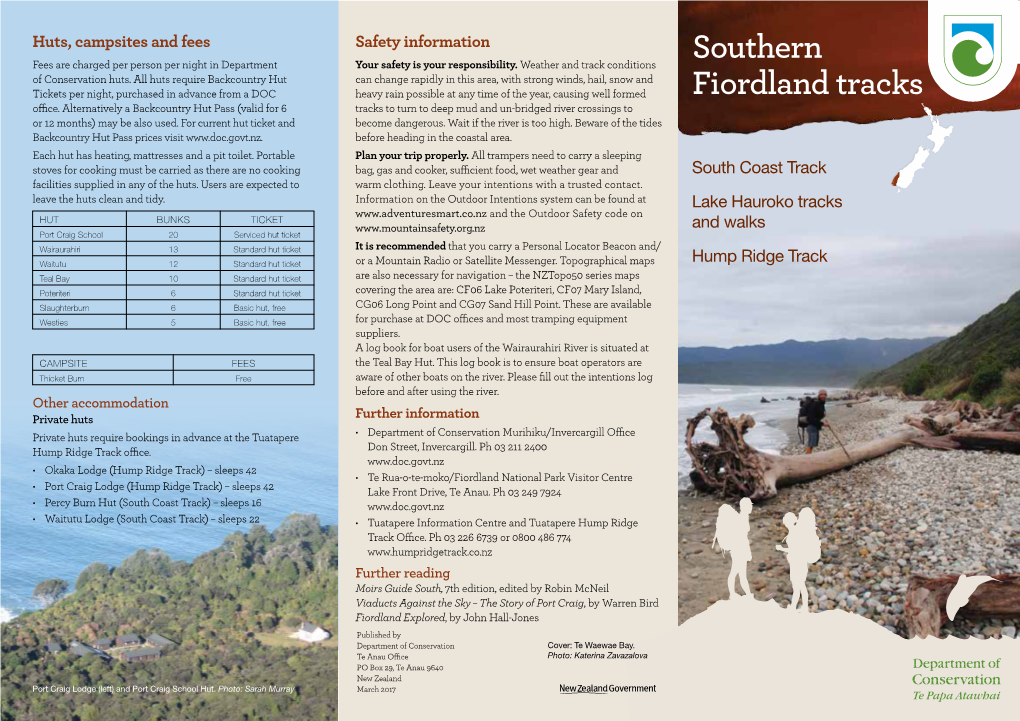 Southern Fiordland Tracks Brochure