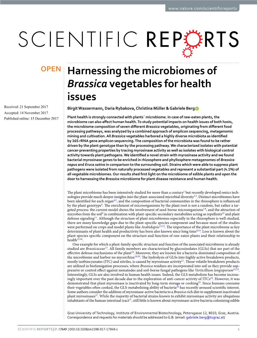 Harnessing the Microbiomes of Brassica Vegetables for Health Issues