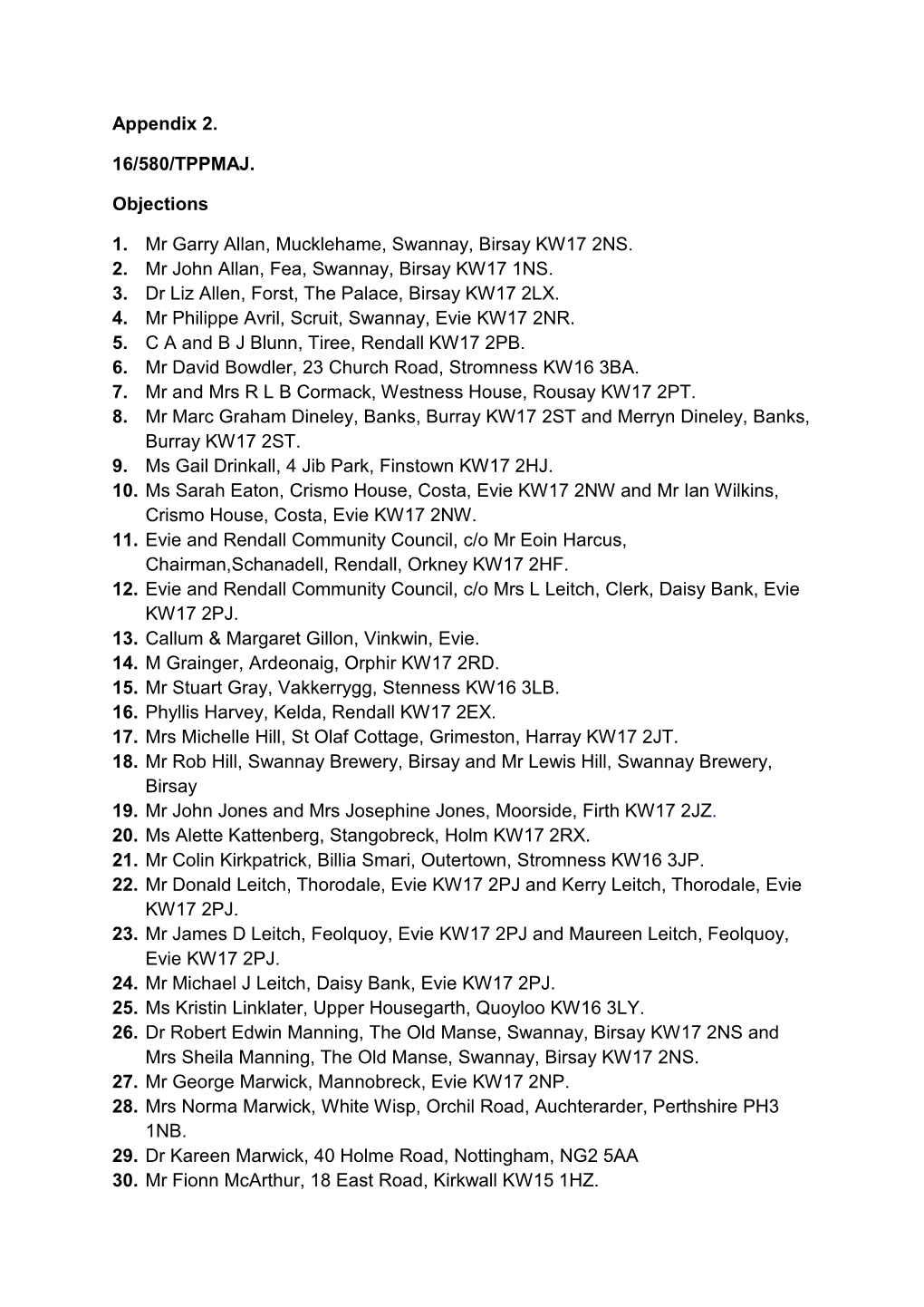 Appendix 2 Representations