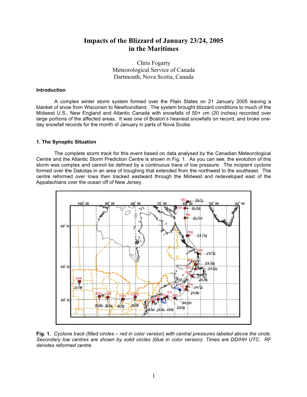 Impacts of the Blizzard of January 23/24, 2005 in the Maritimes