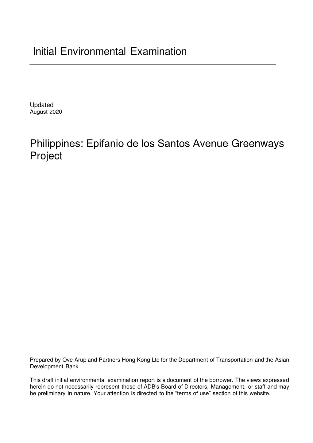 Epifanio De Los Santos Avenue Greenways Project: Initial