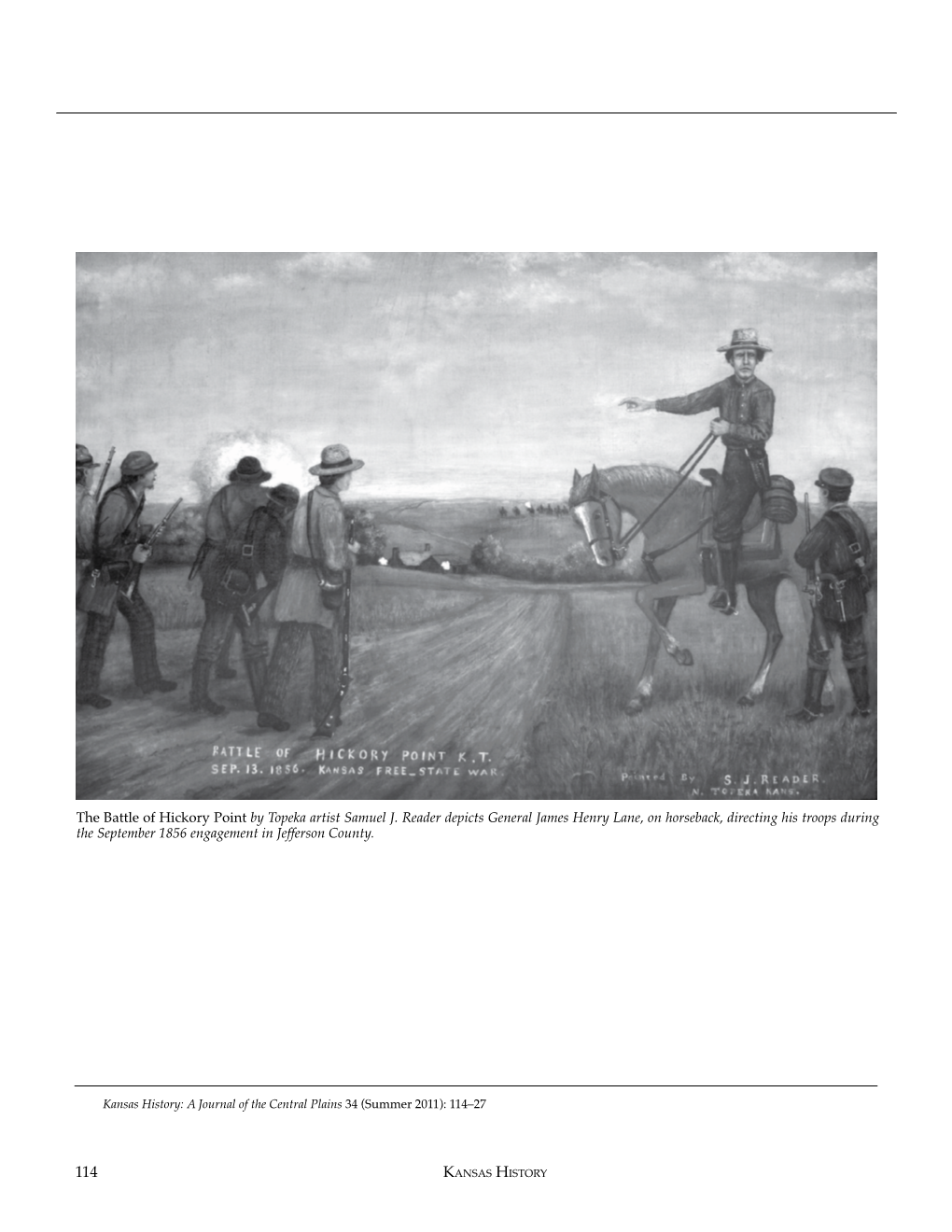 The Battle of Hickory Point by Topeka Artist Samuel J. Reader Depicts