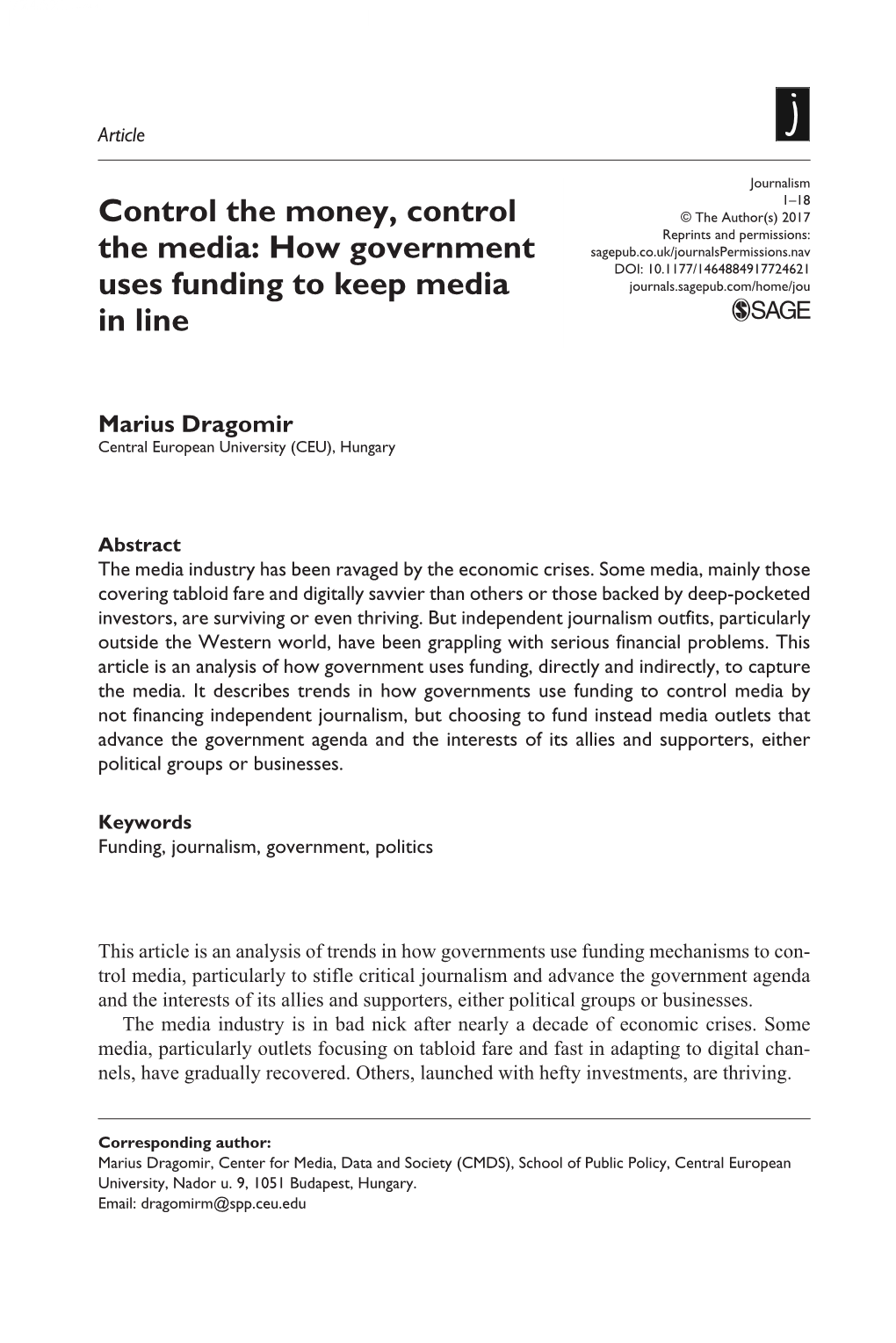 How Government Uses Funding to Keep Media in Line