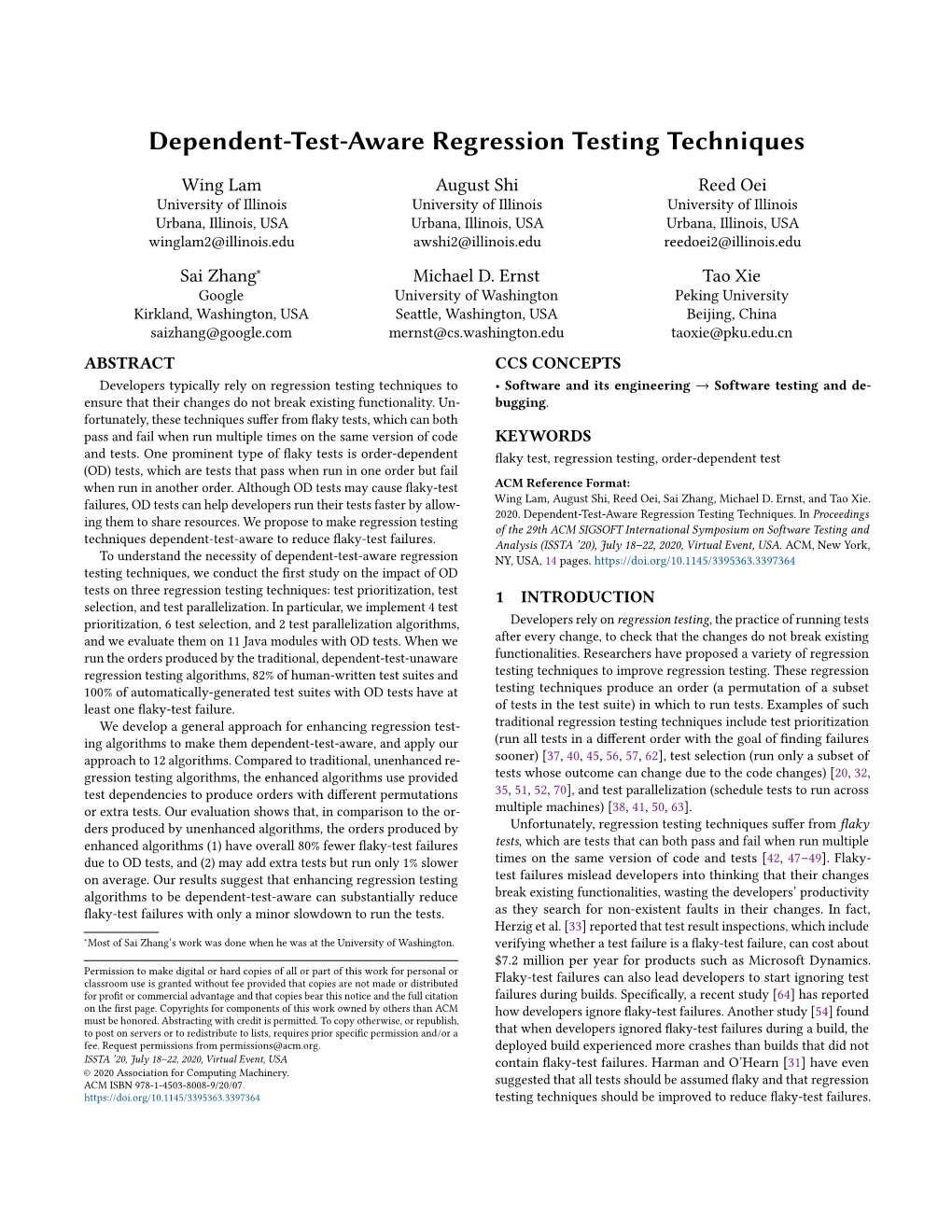 Dependent-Test-Aware Regression Testing Techniques