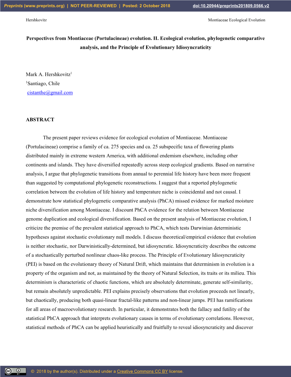 Perspectives from Montiaceae (Portulacineae) Evolution