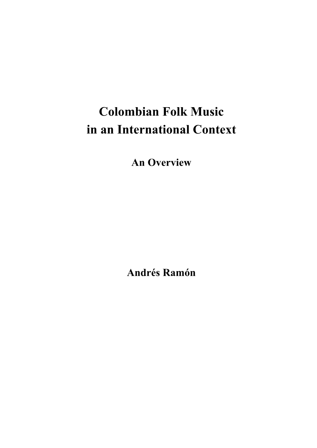 Colombian Folk Music in an International Context