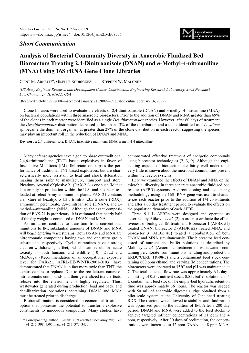 Analysis of Bacterial Community Diversity in Anaerobic Fluidized