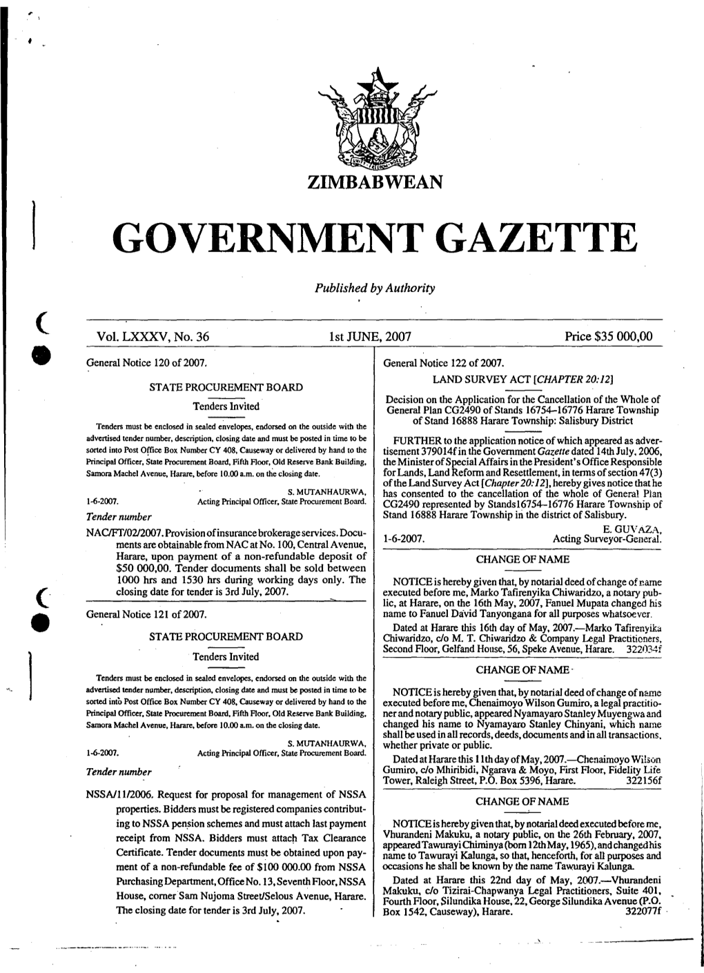 Zimbabwean Government Gazette