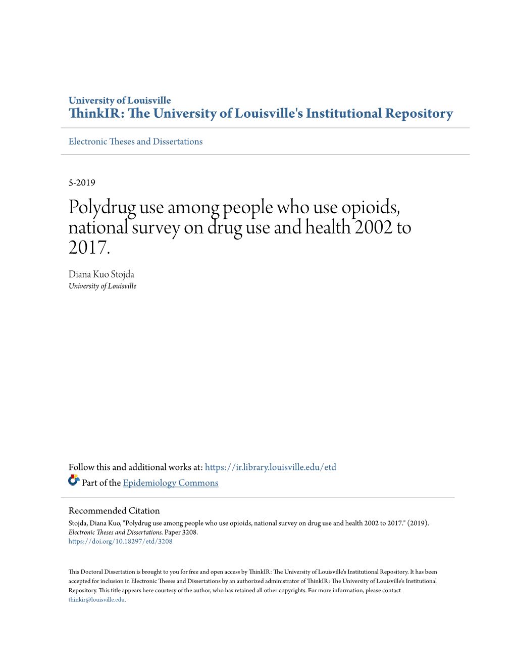 Polydrug Use Among People Who Use Opioids, National Survey on Drug Use and Health 2002 to 2017