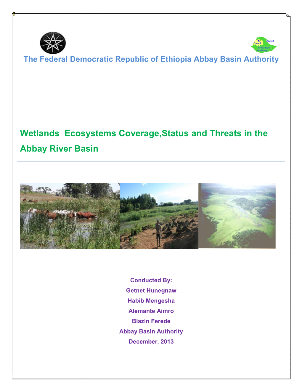 Preliminary Wetlands Assessment in the Abbay River Basin