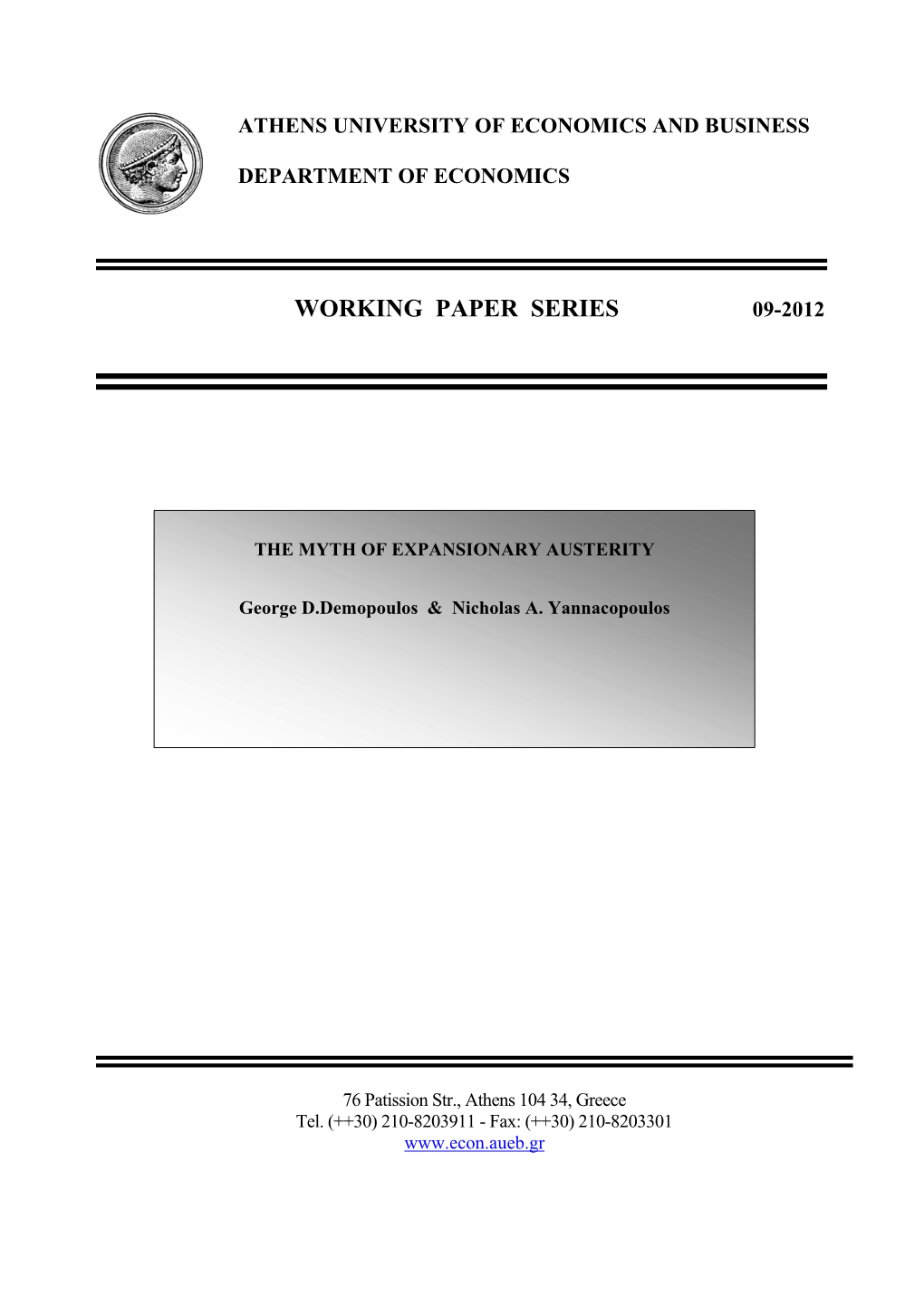 Working Paper Series 09-2012