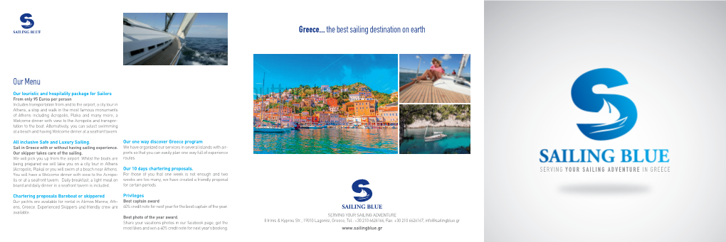 Our Menu Greece...The Best Sailing Destination on Earth