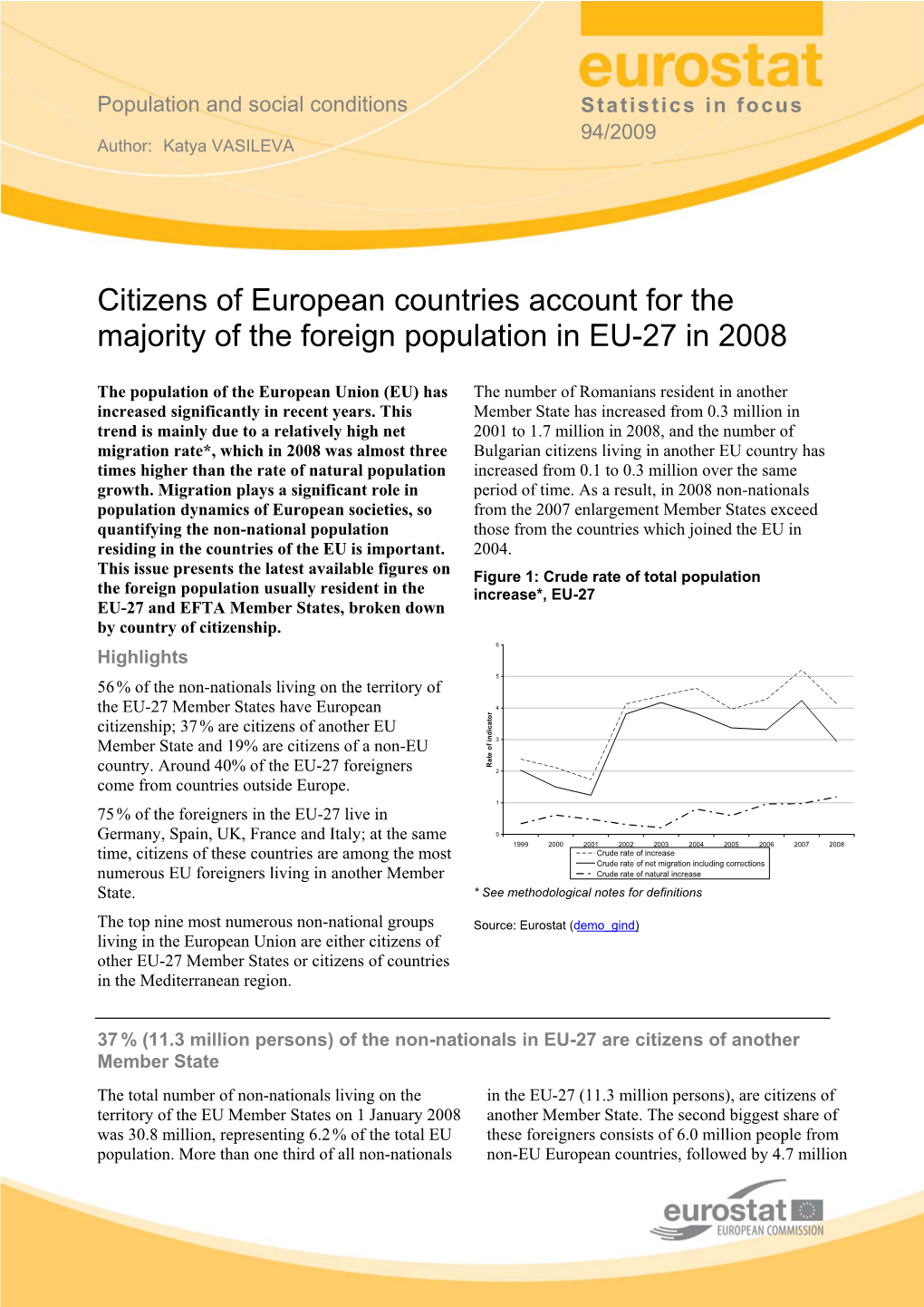 Citizens of European Countries Account for the Majority of the Foreign Population in EU-27 in 2008