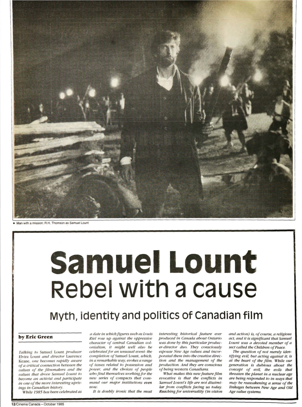 Rebel with a Cause Myth, Identity and Politics of Canadian Film