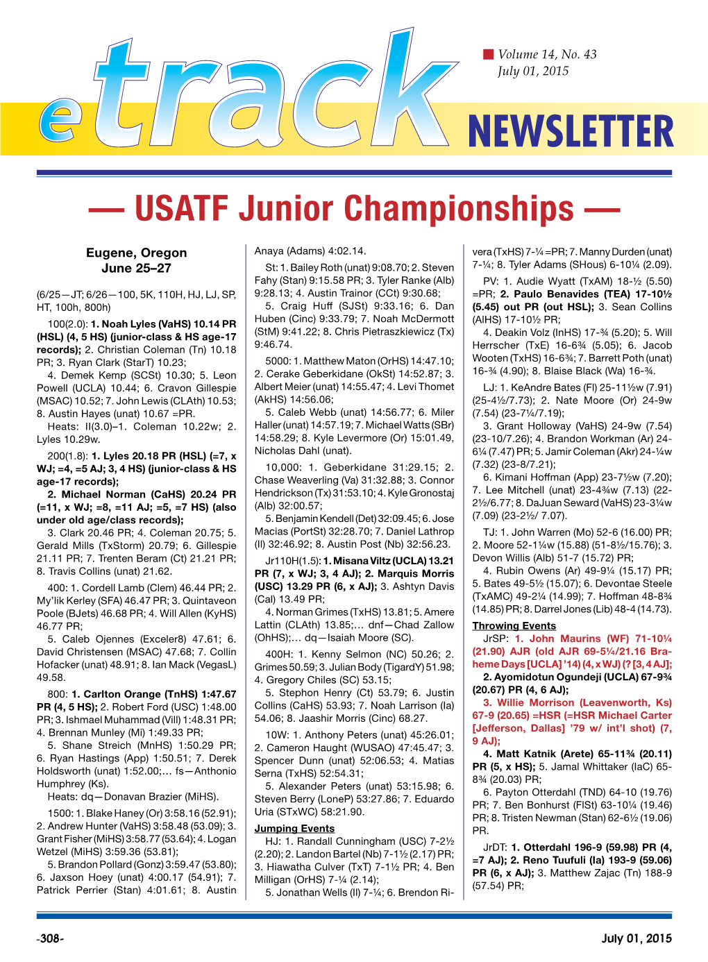 — USATF Junior Championships —