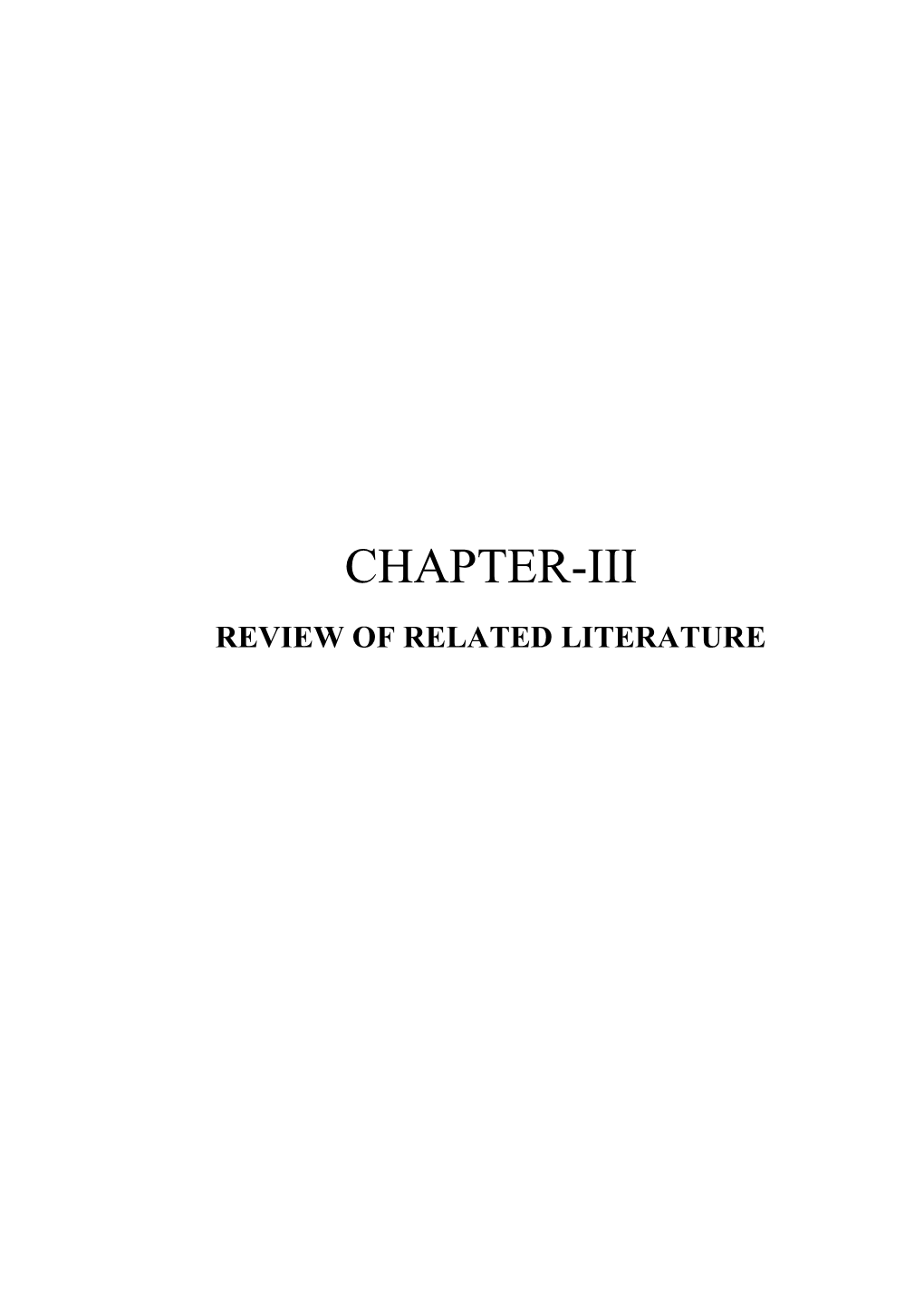 Chapter-Iii Review of Related Literature