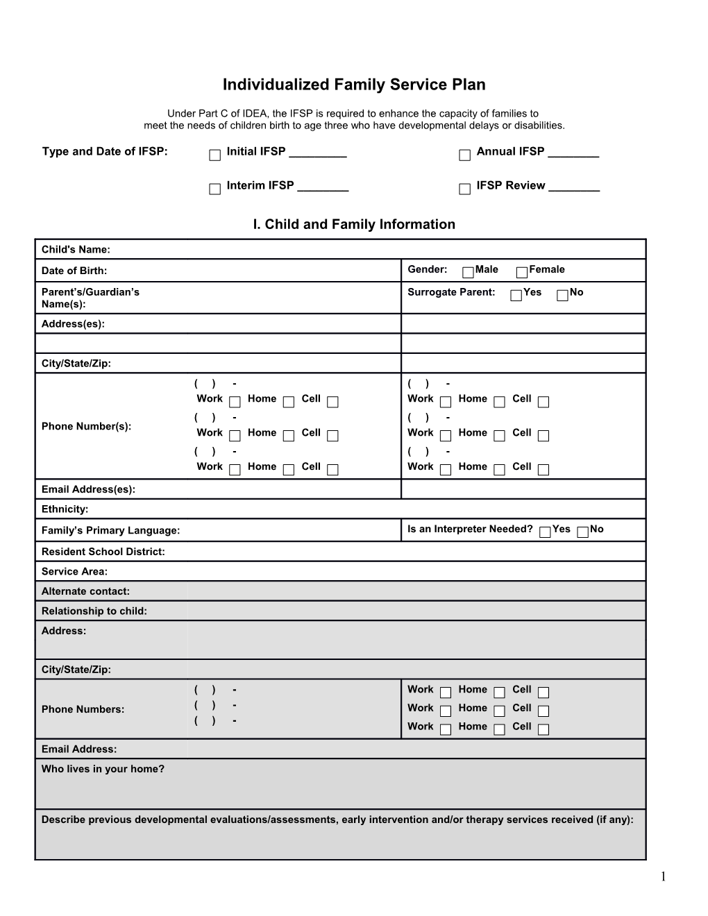 Individualized Family Service Plan s1