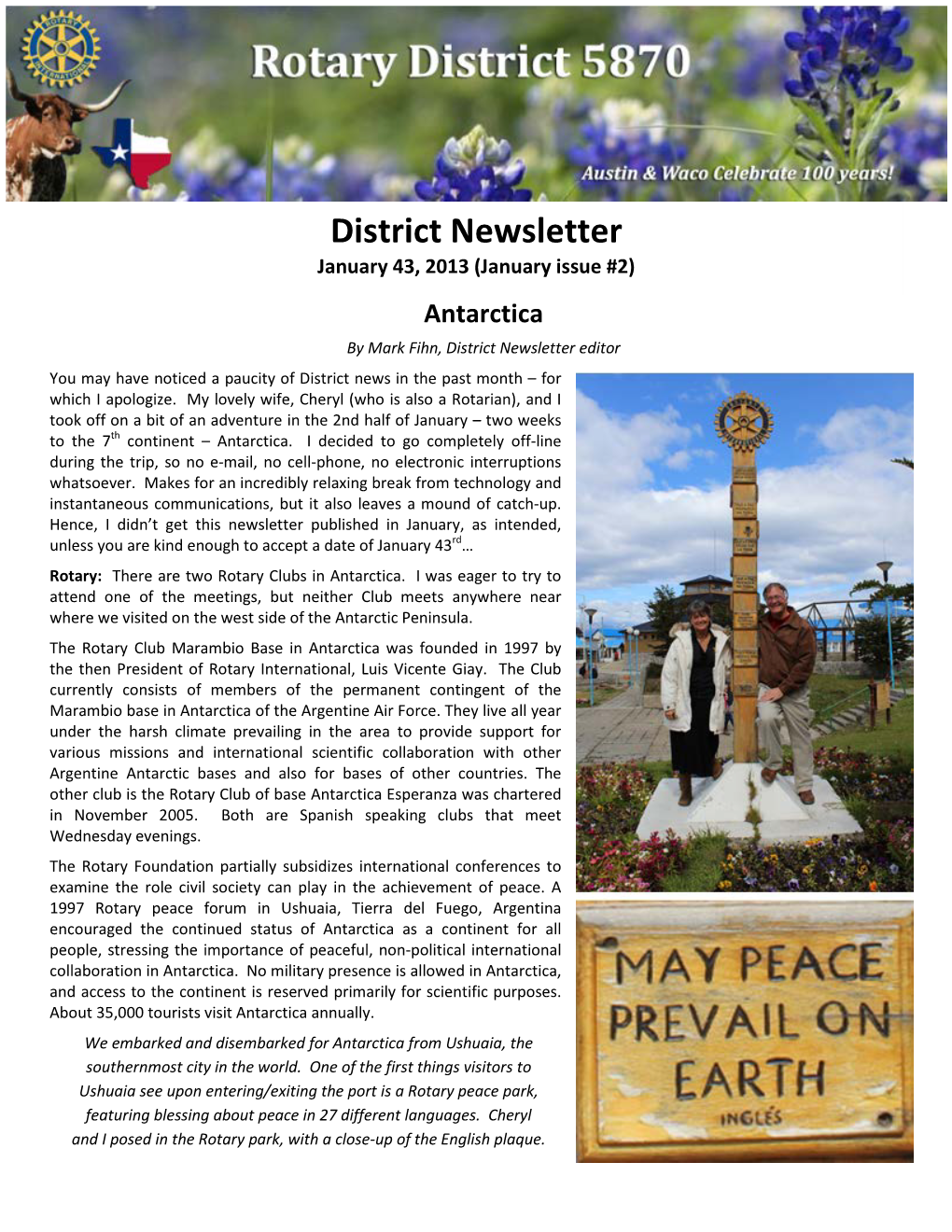 District Newsletter January 43, 2013 (January Issue #2)