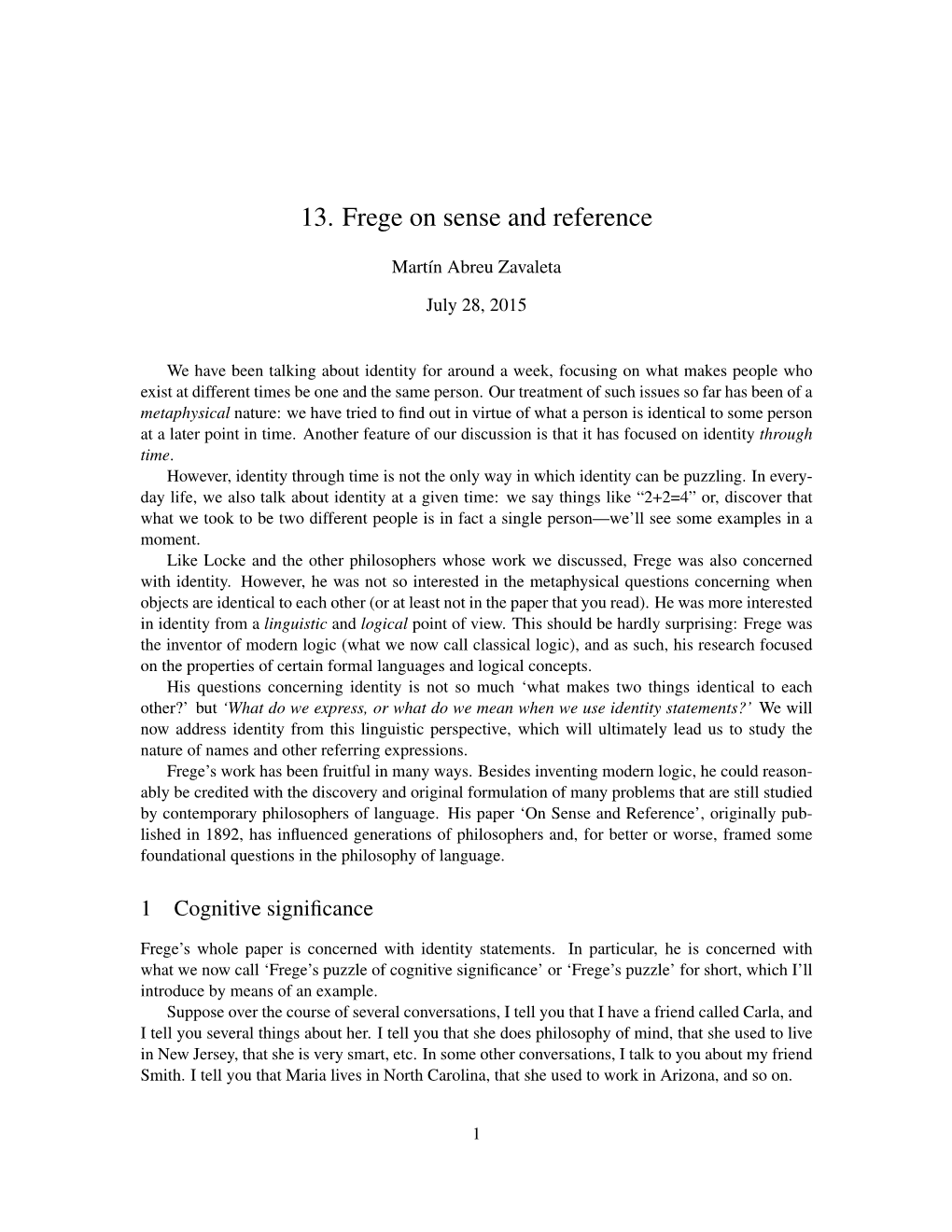 13. Frege on Sense and Reference