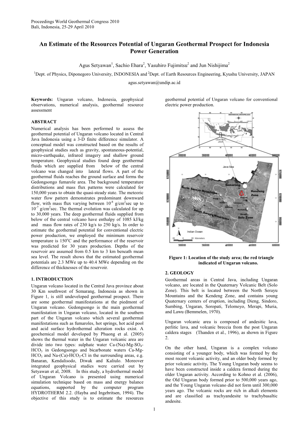 An Estimation of the Potential Resource of Ungaran Geothermal