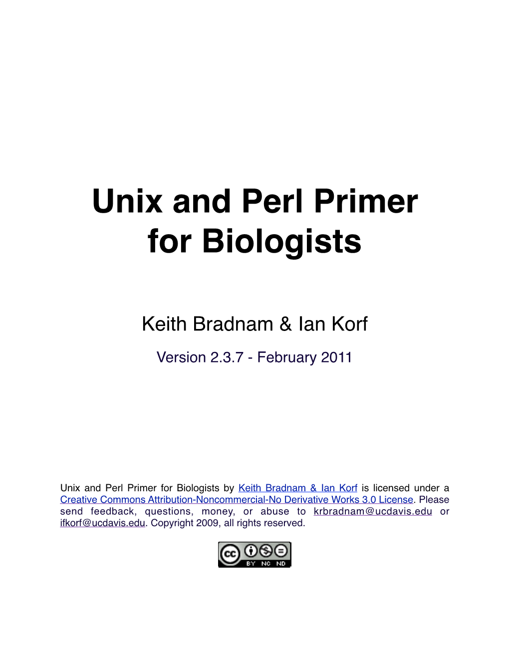 Unix and Perl Primer for Biologists