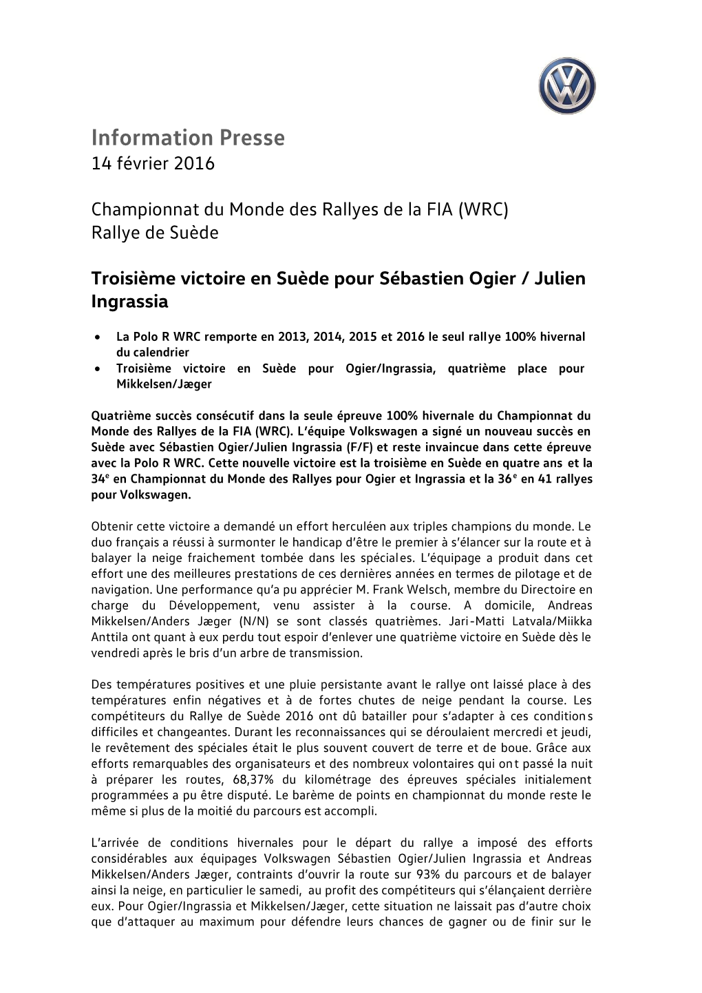 Information Presse 14 Février 2016