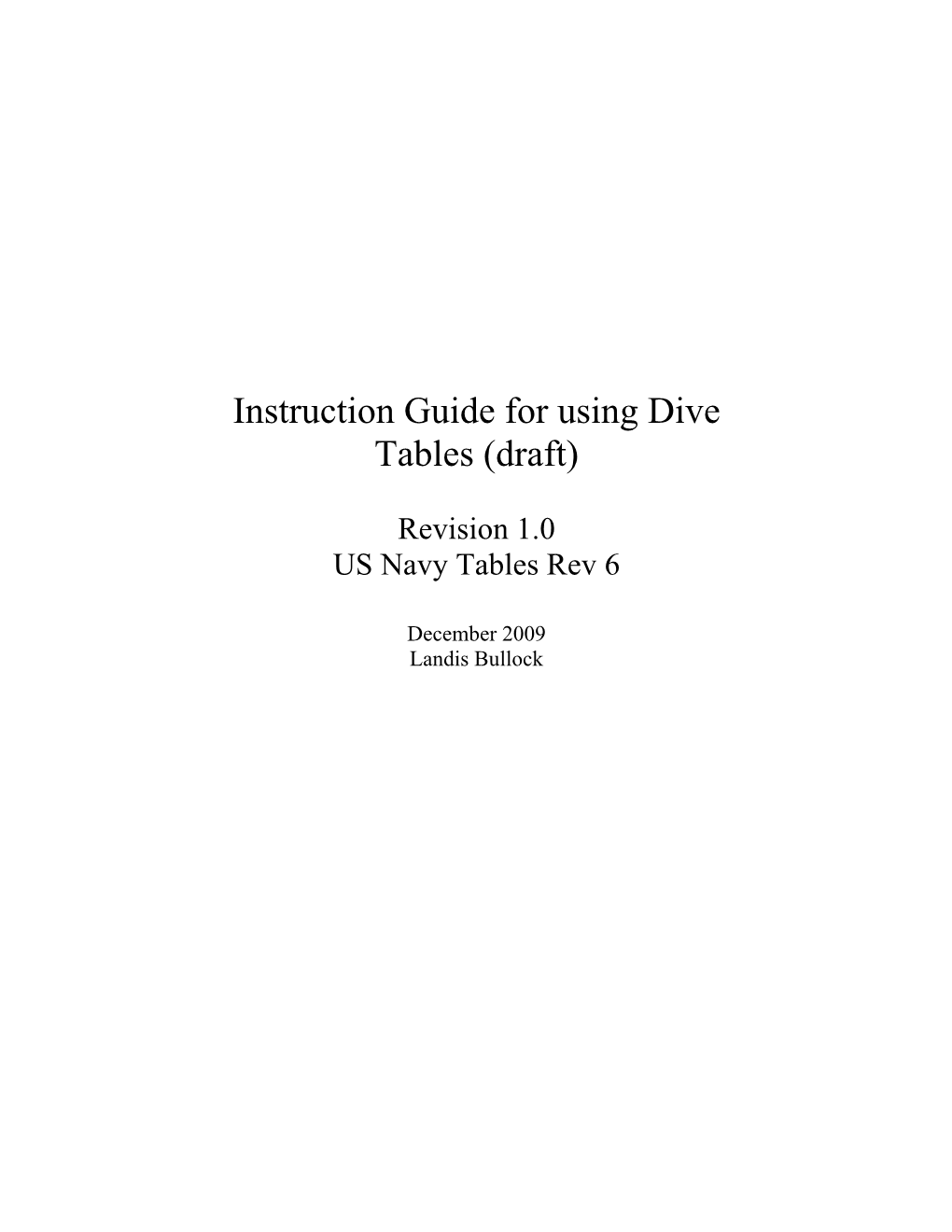 US Navy Dive Tables) – P