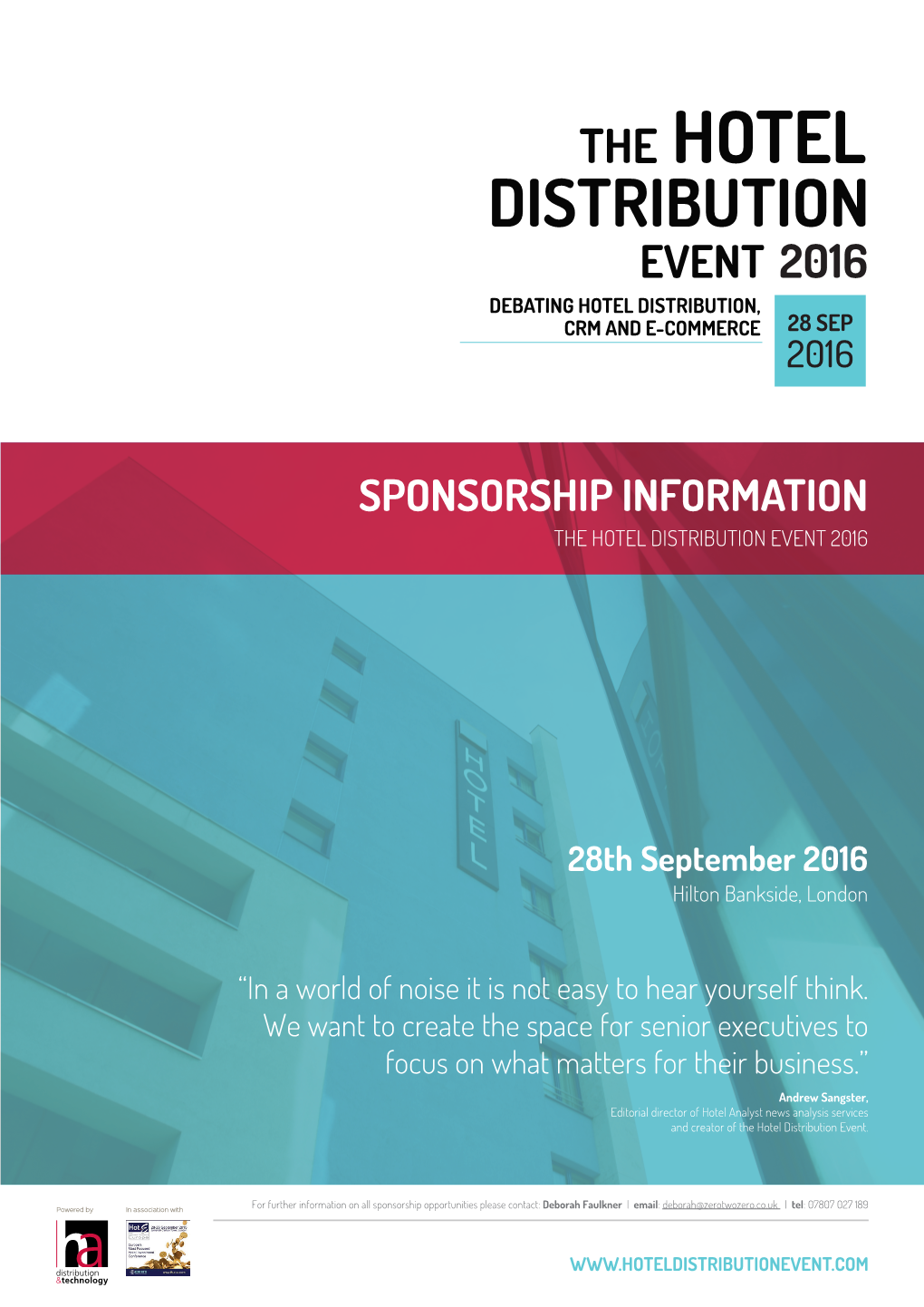 Sponsorship Information the Hotel Distribution Event 2016