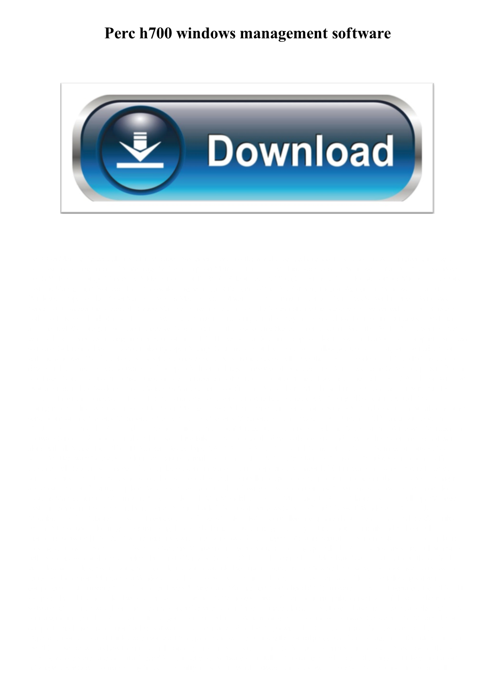 Perc H700 Windows Management Software