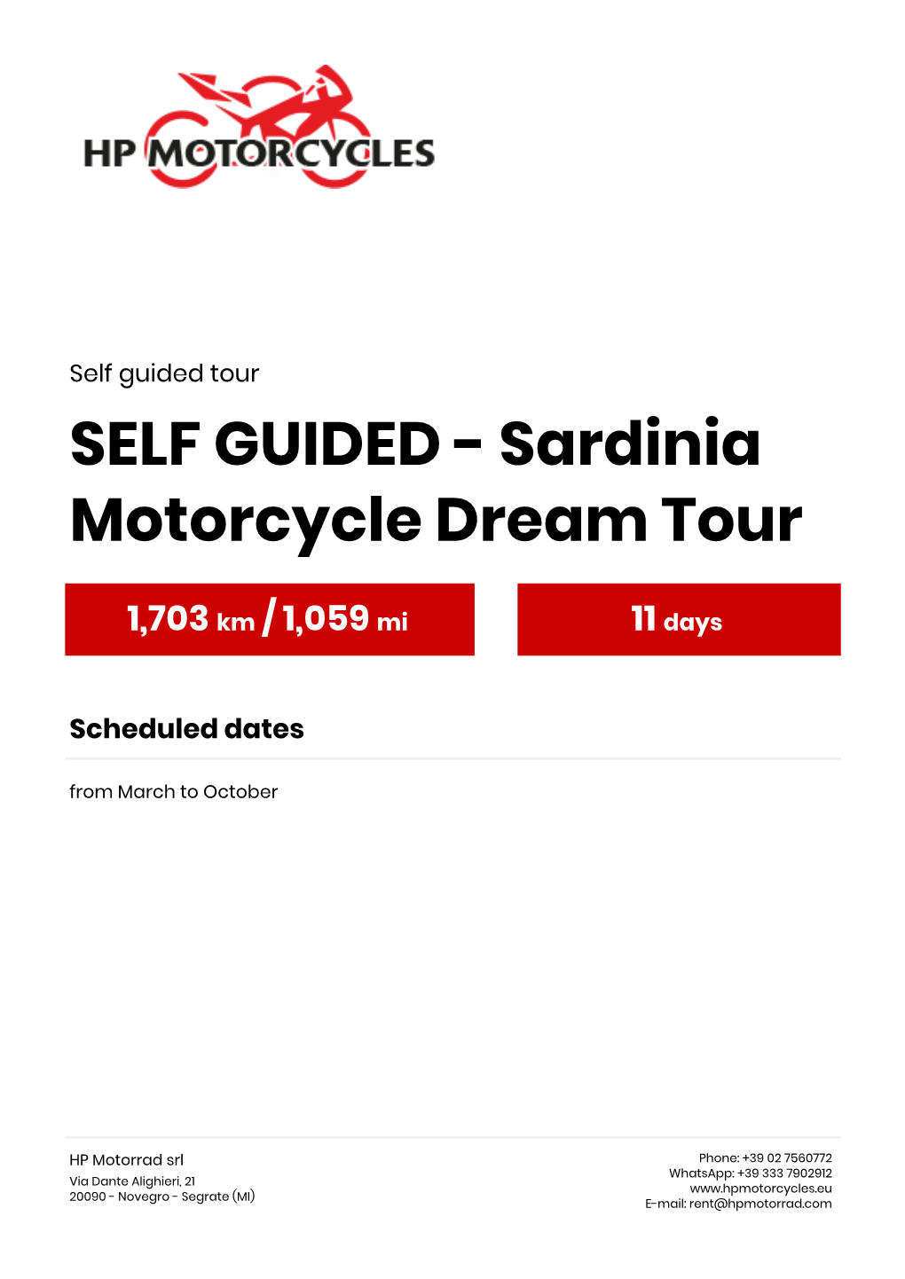 Self Guided Tour SELF GUIDED - Sardinia Motorcycle Dream Tour