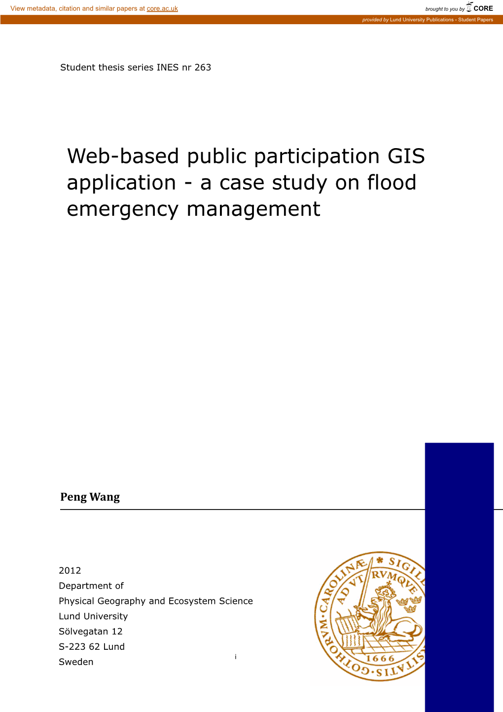 Web-Based Public Participation GIS Application - a Case Study on Flood Emergency Management