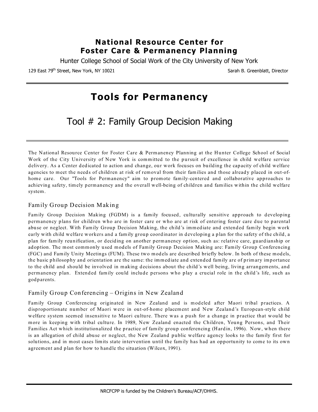 Tools for Permanency