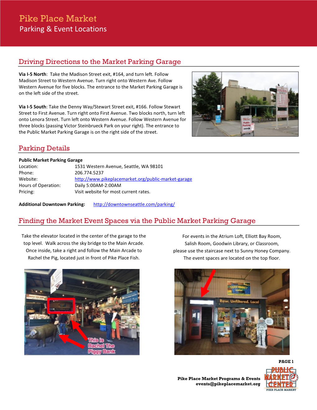 Pike Place Market Parking & Event Locations