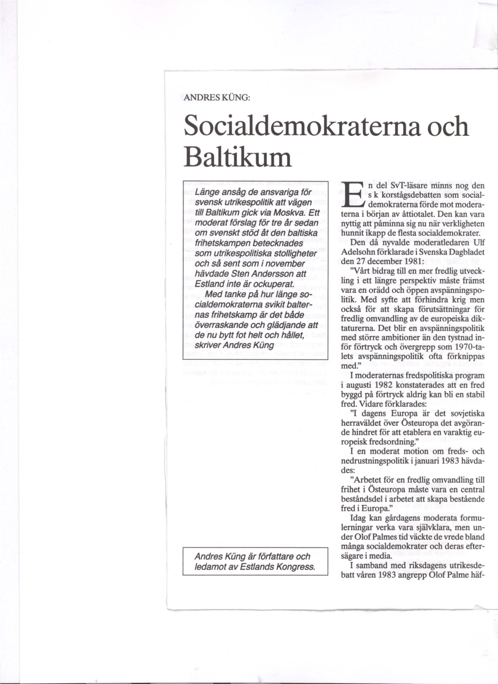 Socialdemokraterna Och Baltikum