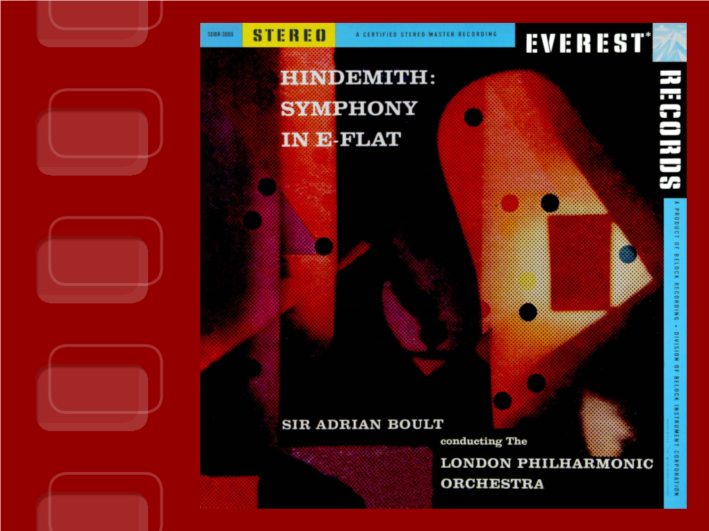 Paul Hindemith Symphony in E Flat London Philharmonic Orchestra / Sir Adrian Boult, Conductor