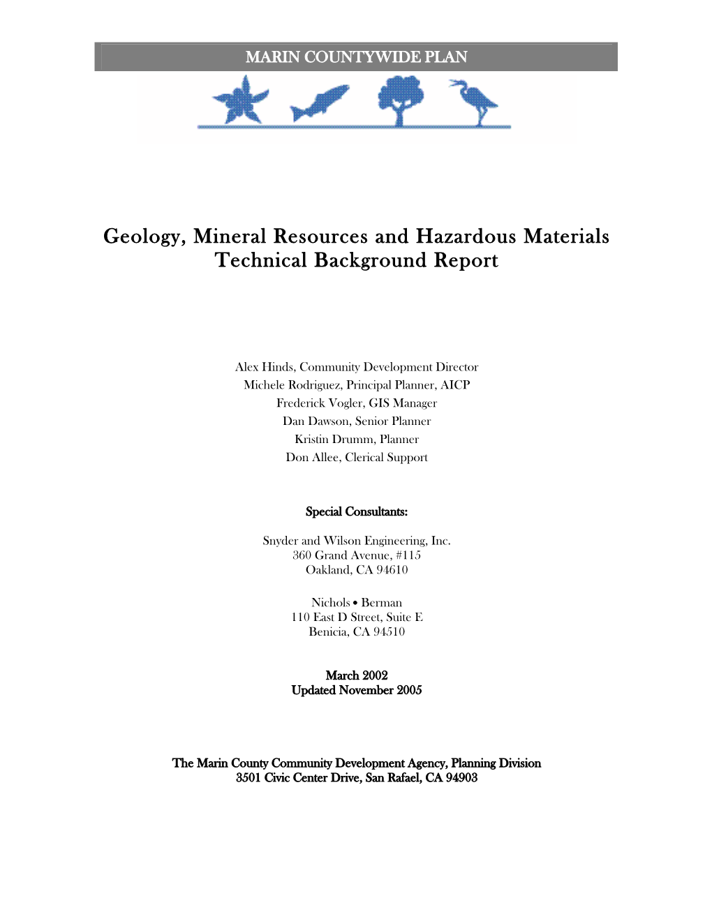 Geology, Mineral Resources and Hazardous Materials Technical Background Report