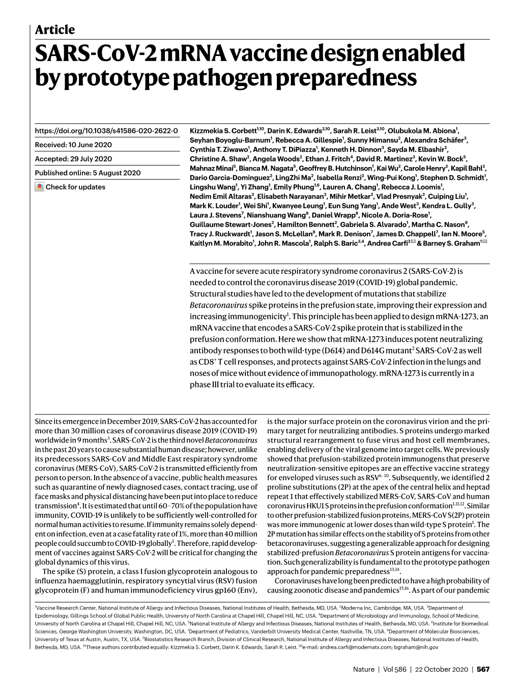 SARS-Cov-2 Mrna Vaccine Design Enabled by Prototype Pathogen Preparedness