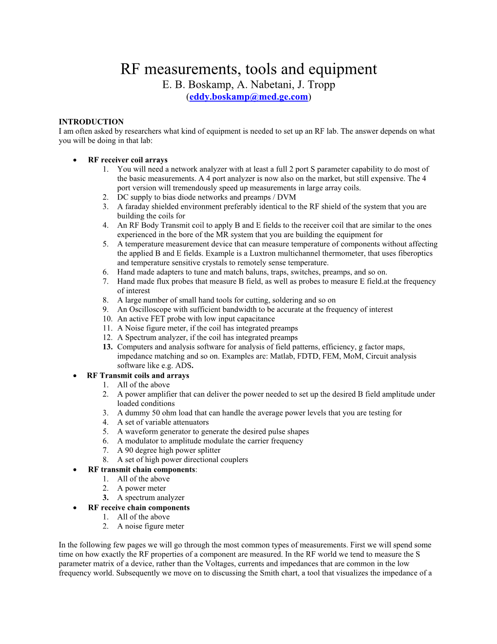 RF Measurements: the Network Analyzer and Smith Chart