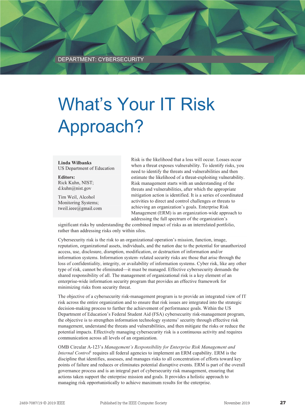 What's Your IT Risk Approach?