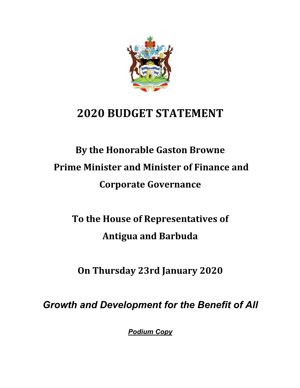 2020 Budget Statement